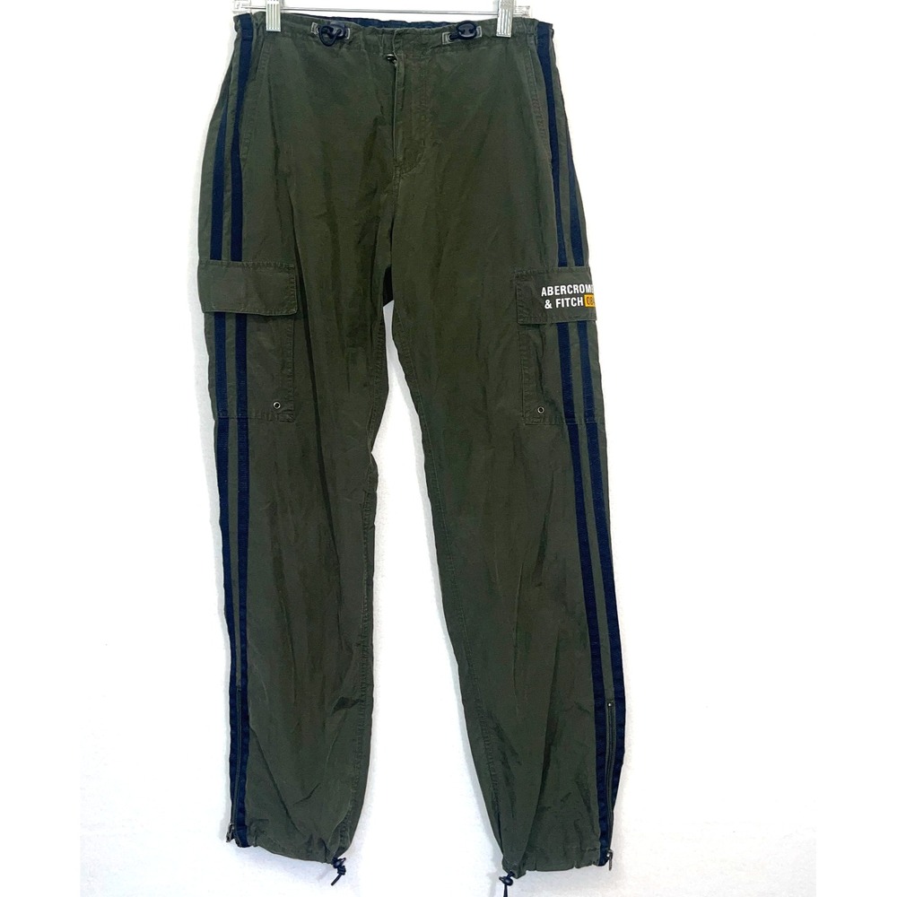 Vintage‎ y2k Abercrombie and Fitch Green military parachute pants Men's Small